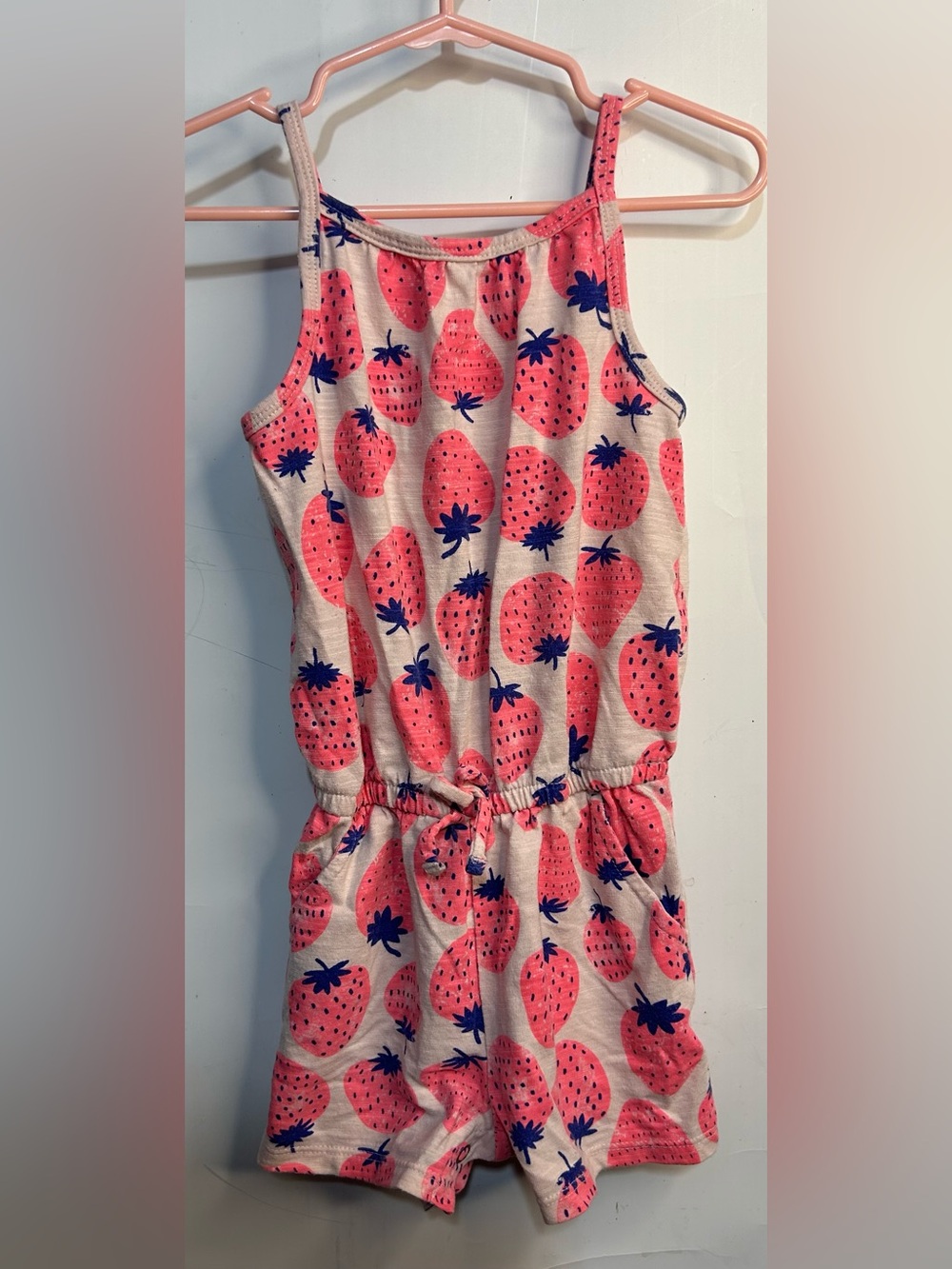 Cat & Jack Pink Strawberry Print Romper 3T